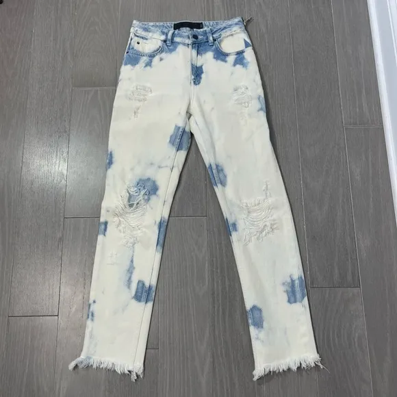 Alexander Wang Cult Side Zip In Bleach Out Jeans Size 25 Distressed High Rise
