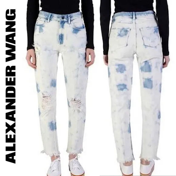 Alexander Wang Cult Side Zip In Bleach Out Jeans Size 25 Distressed High Rise