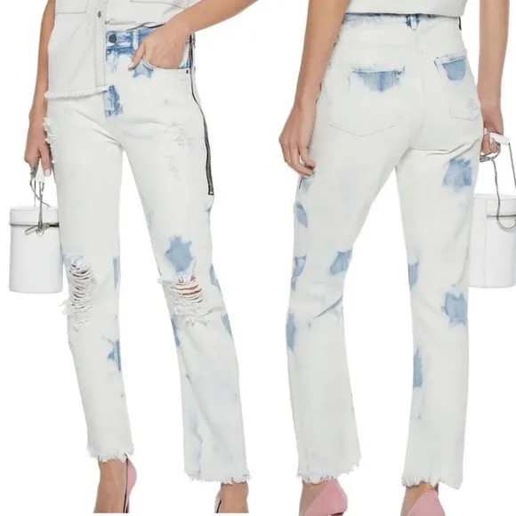 Alexander Wang Cult Side Zip In Bleach Out Jeans Size 25 Distressed High Rise