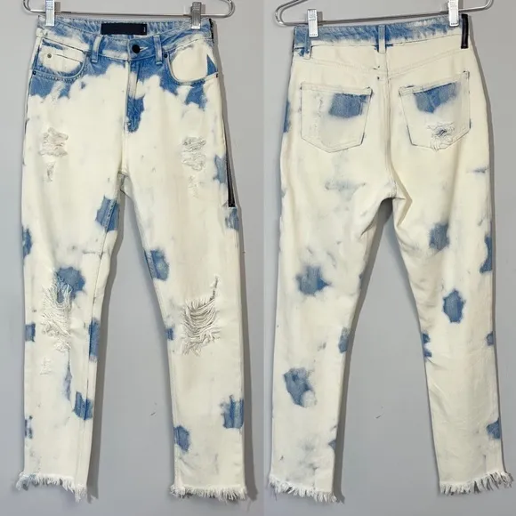Alexander Wang Cult Side Zip In Bleach Out Jeans Size 25 Distressed High Rise