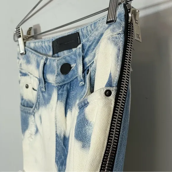 Alexander Wang Cult Side Zip In Bleach Out Jeans Size 25 Distressed High Rise