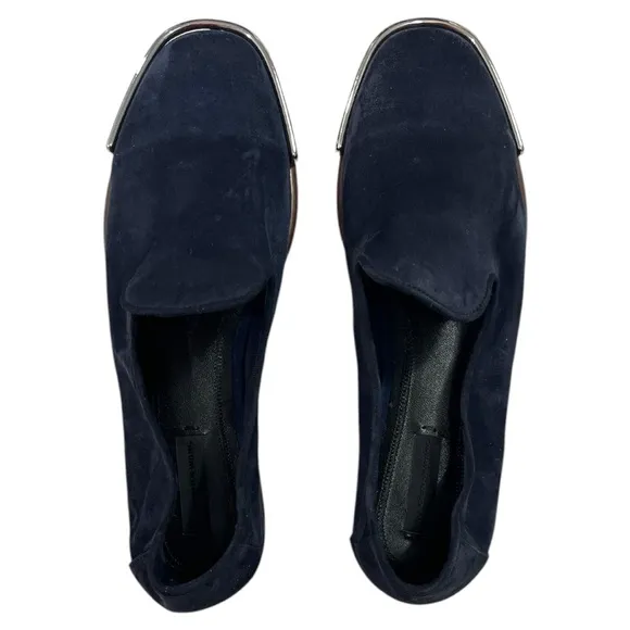ALEXANDER WANG Metallic Suede Loafers size 9.5 in Dark Navy
