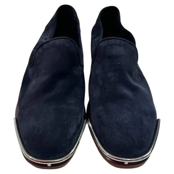 ALEXANDER WANG Metallic Suede Loafers size 9.5 in Dark Navy