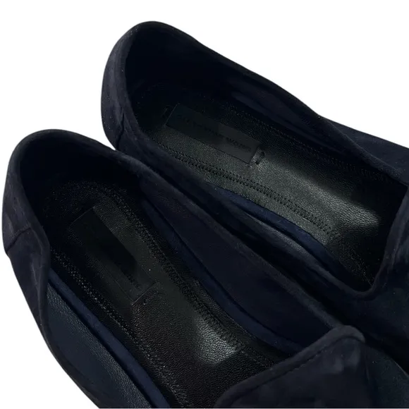 ALEXANDER WANG Metallic Suede Loafers size 9.5 in Dark Navy