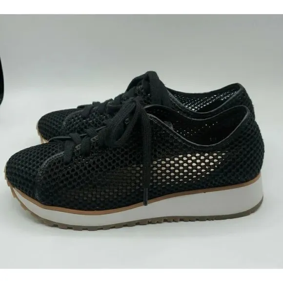 ALL BLACK Footwear Black Mesh Lace Up Sneakers Womens Size 37.5 (US) 7.5M $160