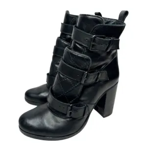 All Saints Boots Womens Size 6US 37EUR Leather Quilted Black Heeled Booties