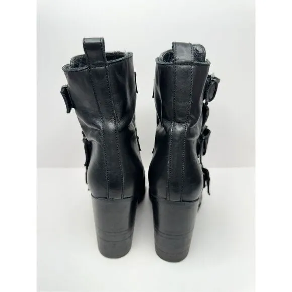 All Saints Boots Womens Size 6US 37EUR Leather Quilted Black Heeled Booties