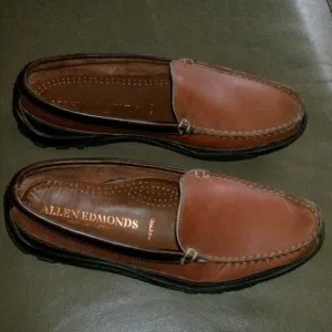 ALLEN EDMONDS Boulder Brown Leather Loafers Slip-ons Shoes with Rubber Sole 7.5