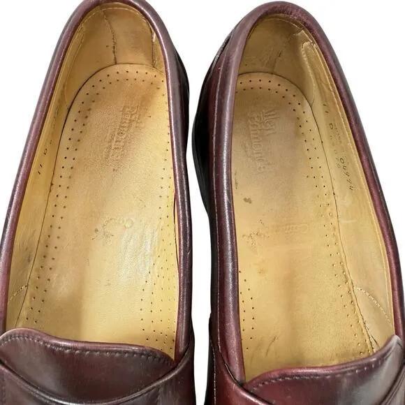 ALLEN EDMONDS Cameron Oxblood Burgundy Leather Penny Loafers‎ Slip-On Size 11 D