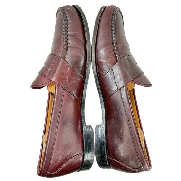 ALLEN EDMONDS Cameron Oxblood Burgundy Leather Penny Loafers‎ Slip-On Size 11 D
