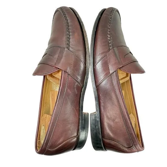 ALLEN EDMONDS Cameron Oxblood Burgundy Leather Penny Loafers‎ Slip-On Size 11 D
