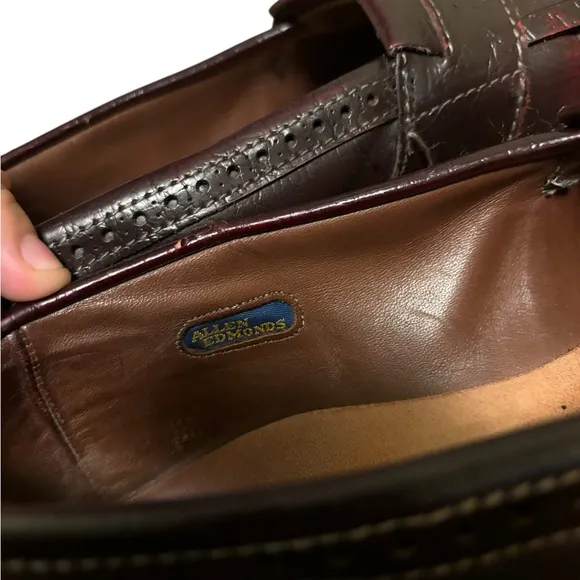 Allen Edmonds Devonshire Loafers Mens 9 Burgundy Leather Vibram Sole Kilt USA