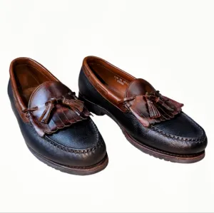 Allen Edmonds Nashua Two Tone Brown Black Tassel Leather Loafers Men's Size 11.5