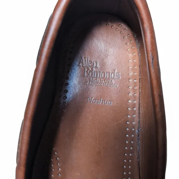 Allen Edmonds Nashua Two Tone Brown Black Tassel Leather Loafers Men's Size 11.5