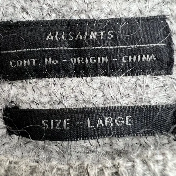 Allsaints Oskol Crew Gray Wool Mohair Blend Sweater woman's size large