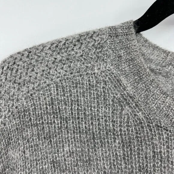 Allsaints Oskol Crew Gray Wool Mohair Blend Sweater woman's size large