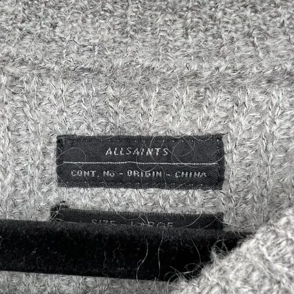 Allsaints Oskol Crew Gray Wool Mohair Blend Sweater woman's size large