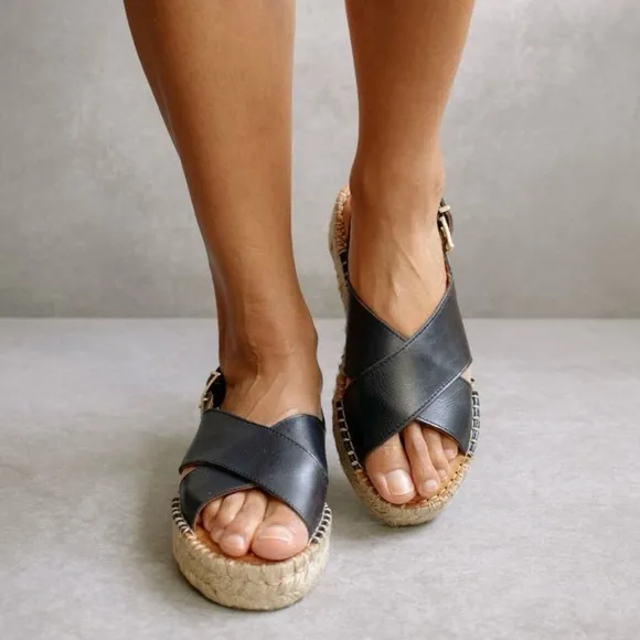 ALOHAS Crossed Platform Espadrille Sandals - Size 38 US 7-7.5 - NWOT