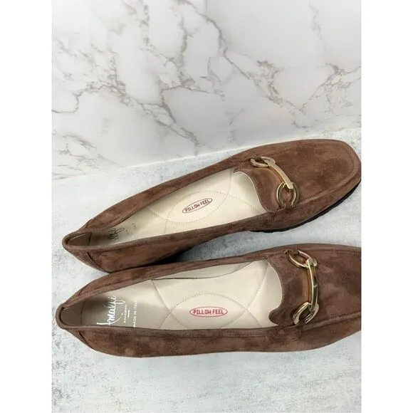 Amalfi Rangoni Loafers Womens Size 12.5 Brown Suede Walk On Air Brown Slip On