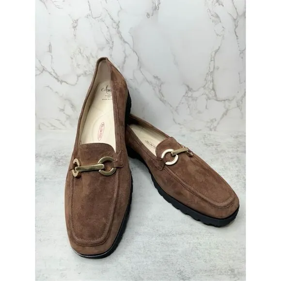 Amalfi Rangoni Loafers Womens Size 12.5 Brown Suede Walk On Air Brown Slip On