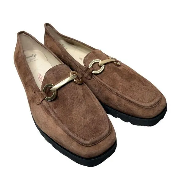 Amalfi Rangoni Loafers Womens Size 12.5 Brown Suede Walk On Air Brown Slip On