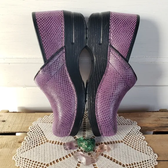 Amethyst Dansko Pro Shimmer Clogs Leather Lilac Sparkle Unicorn Mermaid 9.5-10