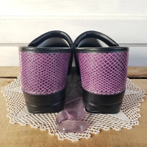 Amethyst Dansko Pro Shimmer Clogs Leather Lilac Sparkle Unicorn Mermaid 9.5-10
