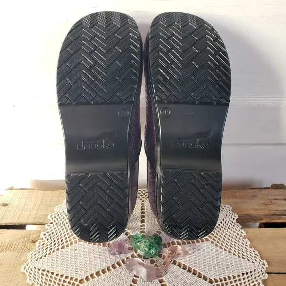 Amethyst Dansko Pro Shimmer Clogs Leather Lilac Sparkle Unicorn Mermaid 9.5-10