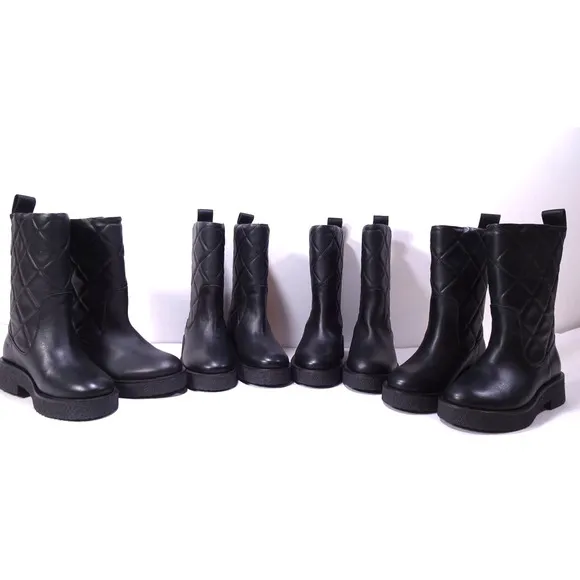 &amp; Other Stories Women's Quilted Leather Flat Moto Boots 6.5 NWOB 298