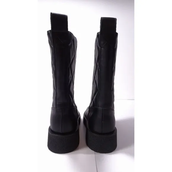 &amp; Other Stories Women's Quilted Leather Flat Moto Boots 6.5 NWOB 298
