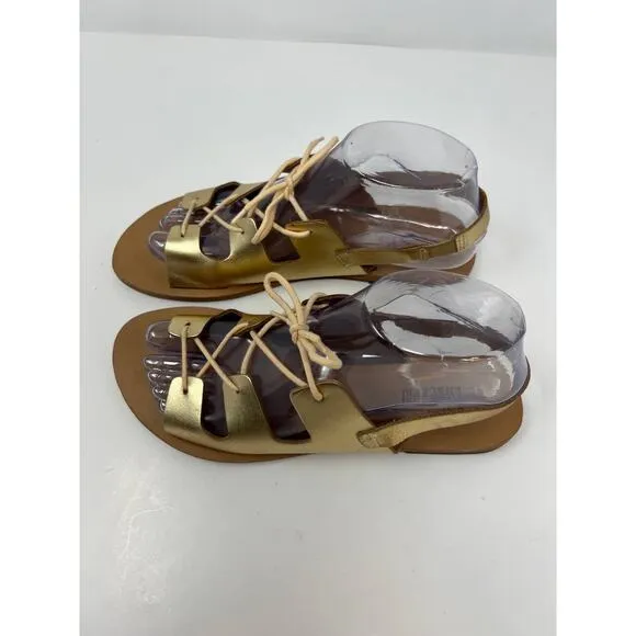 Ana Capri Women's Gladiator Metallic Gold Sandals Flats Size 37 US 6.5