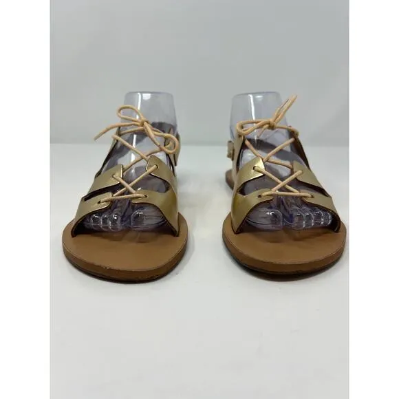 Ana Capri Women's Gladiator Metallic Gold Sandals Flats Size 37 US 6.5