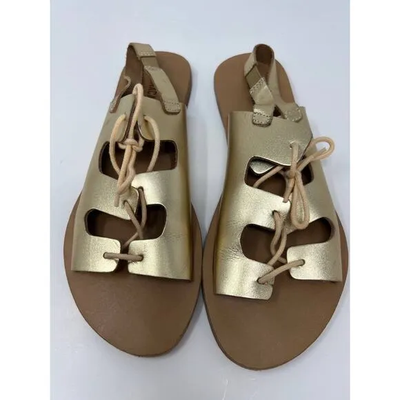 Ana Capri Women's Gladiator Metallic Gold Sandals Flats Size 37 US 6.5