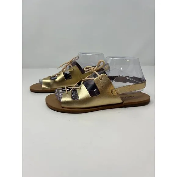 Ana Capri Women's Gladiator Metallic Gold Sandals Flats Size 37 US 6.5