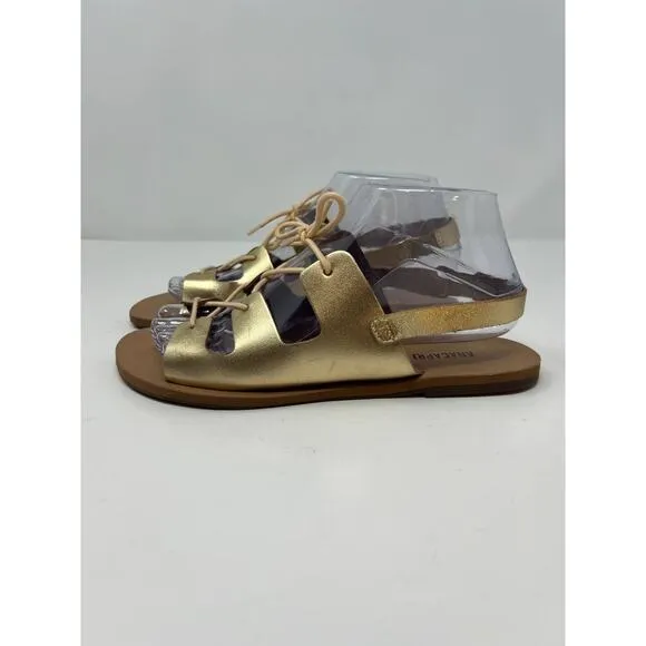 Ana Capri Women's Gladiator Metallic Gold Sandals Flats Size 37 US 6.5