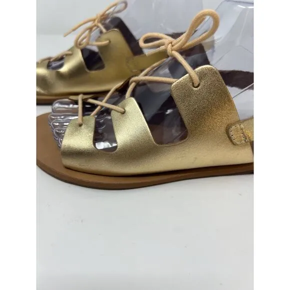 Ana Capri Women's Gladiator Metallic Gold Sandals Flats Size 37 US 6.5