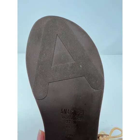 Ana Capri Women's Gladiator Metallic Gold Sandals Flats Size 37 US 6.5