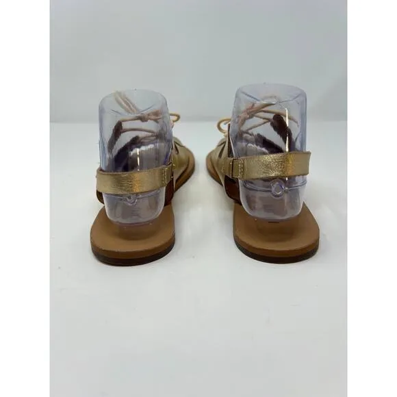 Ana Capri Women's Gladiator Metallic Gold Sandals Flats Size 37 US 6.5