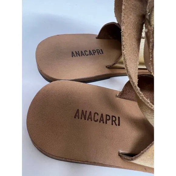 Ana Capri Women's Gladiator Metallic Gold Sandals Flats Size 37 US 6.5