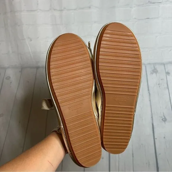Anothersole metallic gold leather lace up tie flats size 42 new