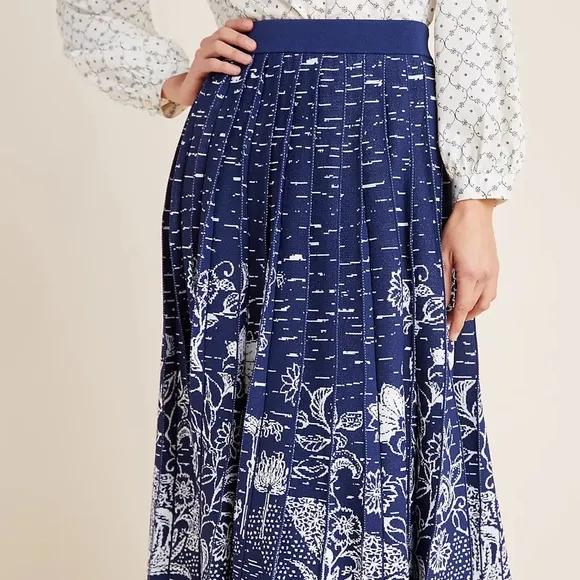 Anthro Haven Pleated Knit Midi Skirt