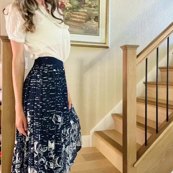 Anthro Haven Pleated Knit Midi Skirt