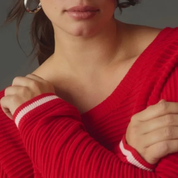 Anthropologie Daily Practice Red Pullover Sweater Size XS Open Back