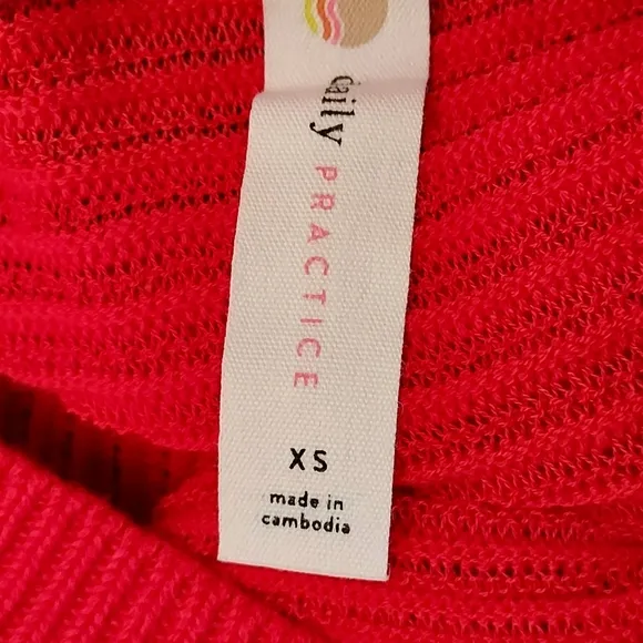 Anthropologie Daily Practice Red Pullover Sweater Size XS Open Back