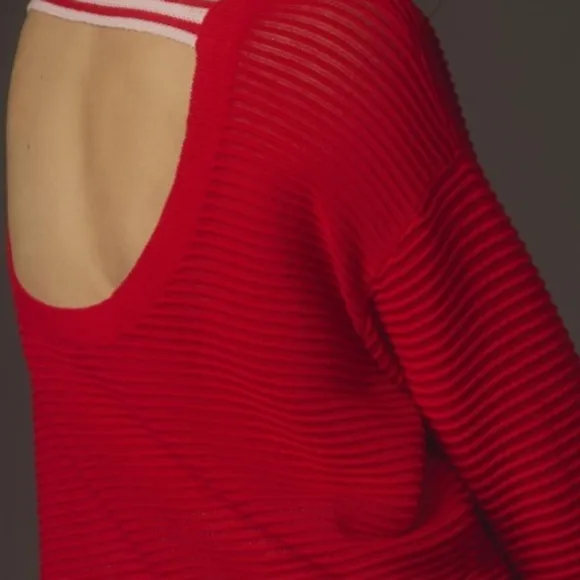 Anthropologie Daily Practice Red Pullover Sweater Size XS Open Back