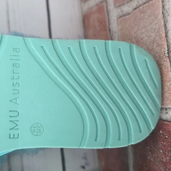 Anthropologie EMU Australia Aqua Teal Fuzzy Naledi Tie-Dye Women's Slippers 6