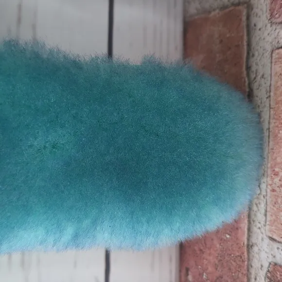Anthropologie EMU Australia Aqua Teal Fuzzy Naledi Tie-Dye Women's Slippers 6