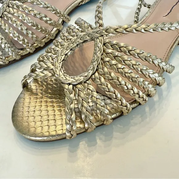 Anthropologie Joelle Braided Sandals in Gold Metallic NIB