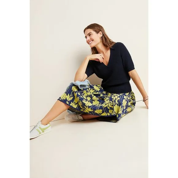 Anthropologie Leandra Pleated Sweater Skirt