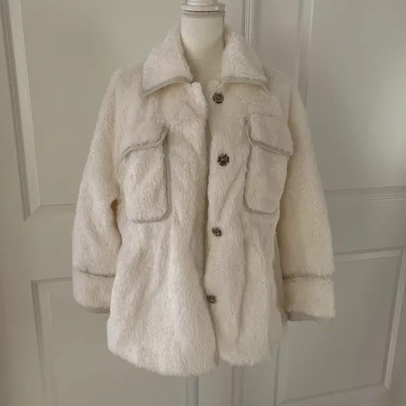 ANTHROPOLOGIE Maeve Cinched Faux Fur Coat